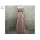 Gold Brown Princess Ball Gown Off Shoulder Long Tail With Puffy Ruffles Pleats