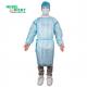 Blue/White Waterproof Disposable PP PE Medical Isolation Gown With Blue Tape