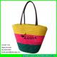 LUDA wheat  straw bag rainbow multi-colored striped tote handbag shopper beach