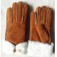 Fashion Double Face Shearing Sheepskin Leather Winter Gloves with Bowknot for