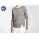Side Vent Fashion Cutting Womens Knit Pullover Sweater Crew Neck Long Sleeves Top