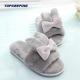 Flat Heel Multicolored Fur Bow Slides Shoes For Women