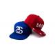 6 Panel Man Flat Brim Snapback Hats Red And Blue With 3D Embroidery Of Wool Acrylic