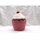 3D Ice Cream Pink Ceramic Canisters , Ceramic Cupcake Cookie Jar With Lid Size Custom