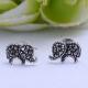 Elephant Shape Thai 925 Silver Marcastie Stud Earrings (XH028447W)