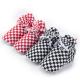 New designed Cotton fabric Gingham red indoor prewalk toddler baby sock shoes