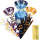 Clear Cone Treat Bags Cellophane Cone Treat Bags Plastic Cone Bags Triangle Bags with 200 PCS Twist Ties for candy