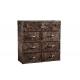 6 Drawers Leather Storage Trunk Brown Color 1M Height Copper Nails For Decoration
