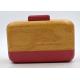 Handmade Acrylic Splic Wooden Box Clutch Pink Stripe And Closure For Women