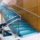Residential Commercial Steel Stringer Unti - Skid Frosted Glass Stair Stainless Steel Glass Staircase