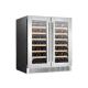 110V/60Hz Double Glass Door Wine Cooler Cabinet With R600 Refrigerant