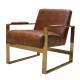 Leather Stainless Steel Metal Frame Lounge Chair Defaico Furniture