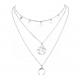 Trendy petal jewelry 925 sterling silver gold plated three layer chain  necklace for women