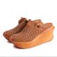 S464 Leather Casual Ethnic Style Sandals Retro Hollow Sponge Cake Wedges With Slippers Handmade Women'S Shoes Explosive