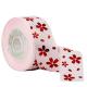 Foil Red Gold Flower On Pink Printed Grosgrain Ribbon For Holiday Decoration