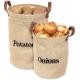 Onions Potato Printed Jute Bags Storage Bags With Leather Handle