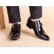 Round Toe Black Derby Mens Leather Dress Shoes With Buckle Banquet Oxford