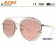 Hot Sale Mirrored pink Metal Sunglasses , UV 400 protection lens,suitable for women