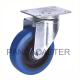 Blue Elastic Rubber Top Plate Swivel Casters Wheels / Polypropylene Casters