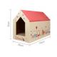 OEM Shape Corrugated Cat House 100% Corn Flour Glue 51x35x43cm  For Sleeping