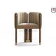Walnut Wood Frame Upholstered Leisure Chair D55cm With Brushed Gold Details
