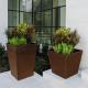 Rustic Red Tapered Corten Steel Square Planter Garden Landscaping