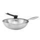 Customized Kitchen 18/8 Stainless Steel Wok Tri-ply Non-stick Frying Pan Honeycomb Wok With Glass Lid