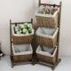 Handmade Straw Basket Movable Wood Book Standing Plastic Wall Cabinet