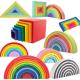 Brown 18cm Rainbow Wooden Building Blocks Toy Creative Educational