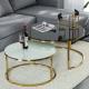 Marble Glass Top Gold Round Coffee Table With Storage Strike Deisgn