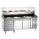Supermarket Marble Pizza Prep Station Table Refrigerator For Pizza Prep Table /topping Bar