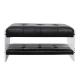 Antique Ottoman Footstool L101cm Black Leather Bench With Acrylic Legs