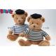 Navy Teddy Bear Plush Gift Soft Bear Toys with Sailor's Striped Shirt and Black Cap