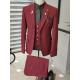 46 48 50 52 54 56 Custom Tuxedo Suit Maroon 3 Piece Tuxedo Slim Fit Stretch Suit Vest Claret Red
