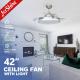 LED Retractable Ceiling Fan Light 3 Speed Remote Control Modern