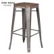 35 Rustic Industrial Cafe Bar Stool Black Wooden Seat Metal High Chair
