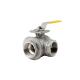 DN40 3 Way Stainless Ball Valve 5-8F 316L Body PTFE Seats NPT Or Tri Clover Clamp Ends