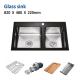 60 40 Tempered Glass Kitchen Sink Stainless Steel  32' 16 Double Bowl 82x48