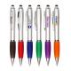 touch style silver barrel cuvy plastic promotional printed logo ball pen