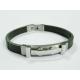 Top Quality Europe Fashion Stainless Steel Genuine Leather Silicone Bangle Bracelet ADB146