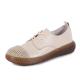 S141 Factory cotton and linen woven round toe leather handmade women's shoes processing lace fashion all-match literary