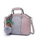Patchwork Handbags Faux Leather Tote Bags with Pompon PU Shoulder Bag