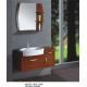 Light brown flush solid oak bathroom wall cabinet , single sink bathroom vanity cabinets