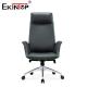 Business Style Black Leather Chair With Metal Legs Adjustable Height