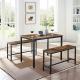 Dining Table with 2 Benches, Industrial Dining Table Set, Dining Table, Dining