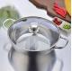 High Quality Induction Cooking Pot 304 Stainless Steel Hot Pot Kitchen Soup Pots With Glass Lid