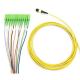 MPO SC / SX MPO Fanout Cable 12 Core 12 Colors With Simplex Connectors