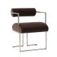 Stainless Steel Upholstered Dining Armchair Brown Metal Frame Dining Chairs