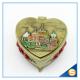 Castle Desgin Antique Brass Metal Heart Shape Jewelry Box