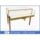 Gold Color Modern Glass Jewellery Counter Display With Lockable LED Lights